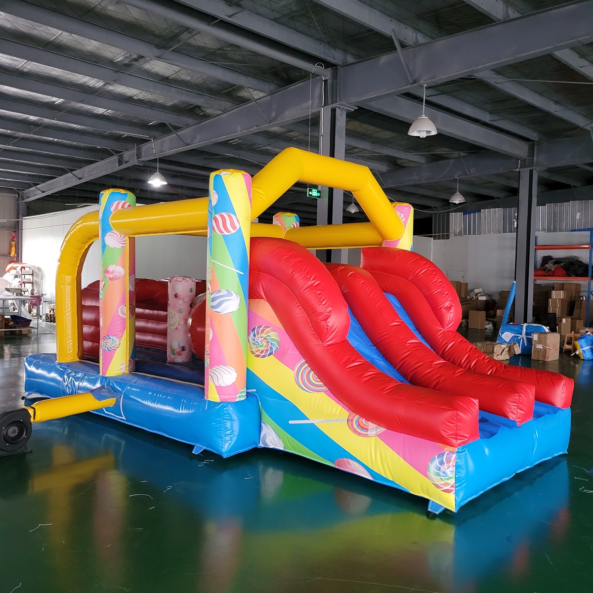 Kids Outdoor Play - Kommerzielles PVC-Planen-Hüpfburg-Trampolin-Rutsche-Kombi Outdoor-Spielcenter für Kinder