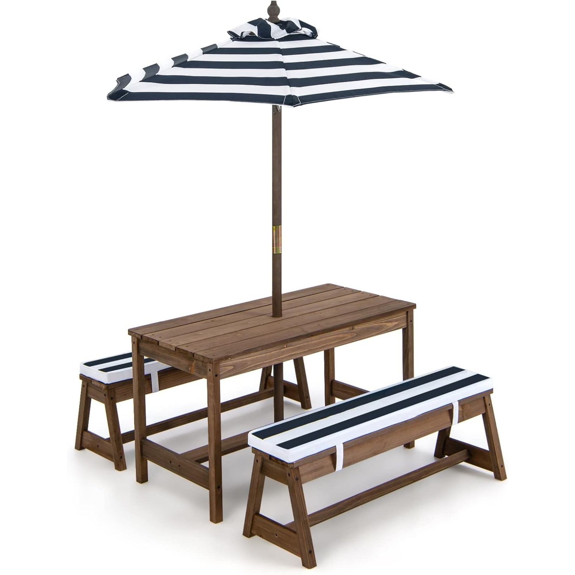 Kids Outdoor Umbrella For Table - Kinder-Picknicktisch mit Sonnenschirm, klappbar, Garten-Holztisch- und