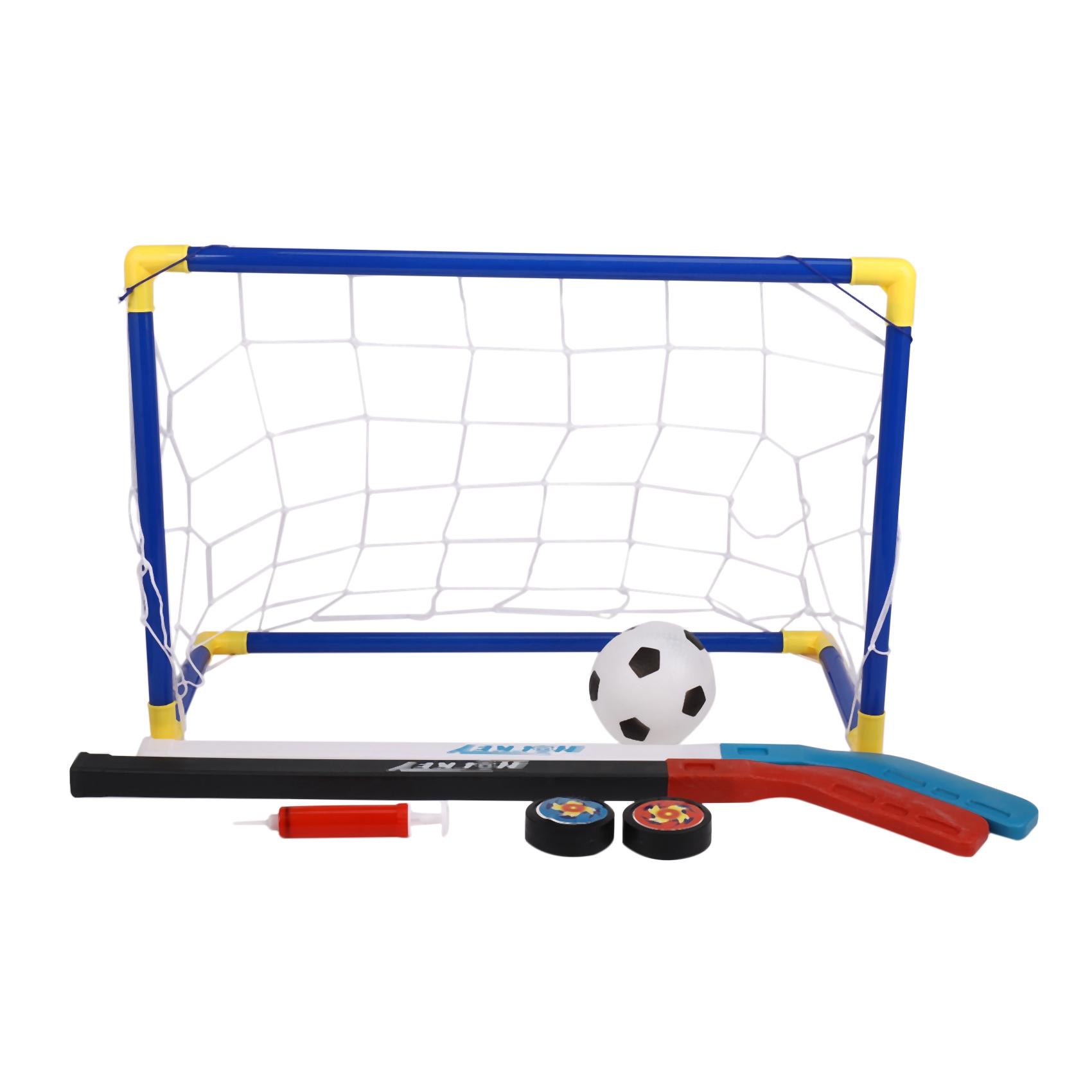 Kids Outdoor Hockey Set - WOTT-2 2-in-1 Outdoor/Indoor Kinder-Sportset: Fußball- &