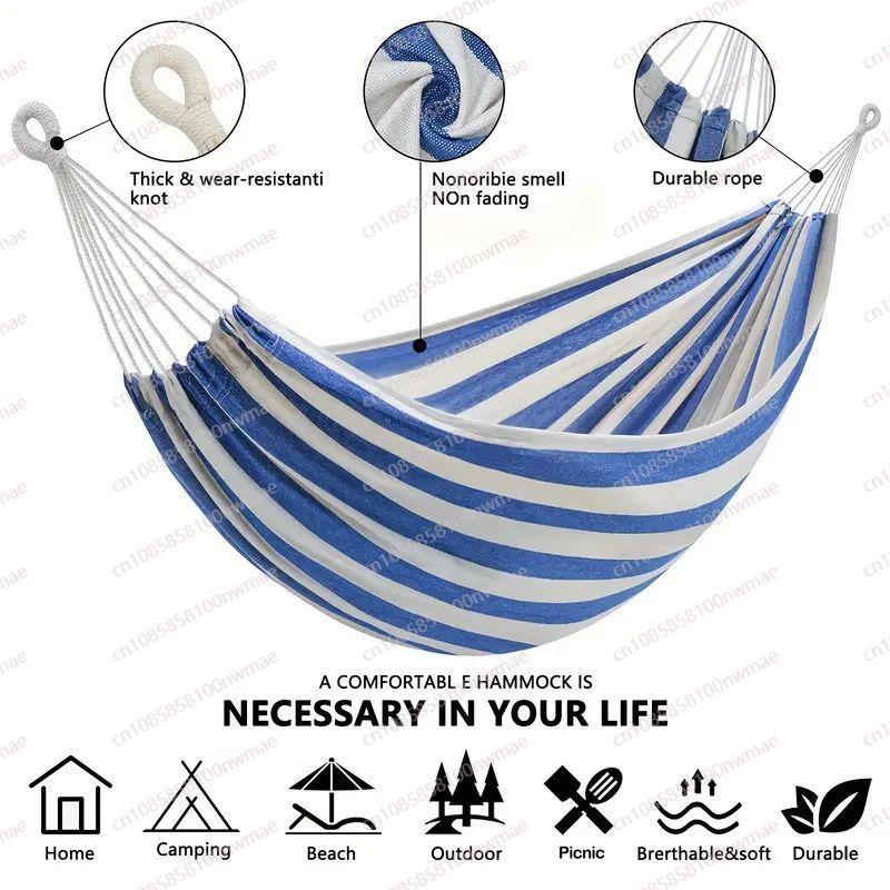Kids Outdoor Hammock Swing - Doppelte Leinwand, klebstofffreie Einzelhängematte, Outdoor, Camping,