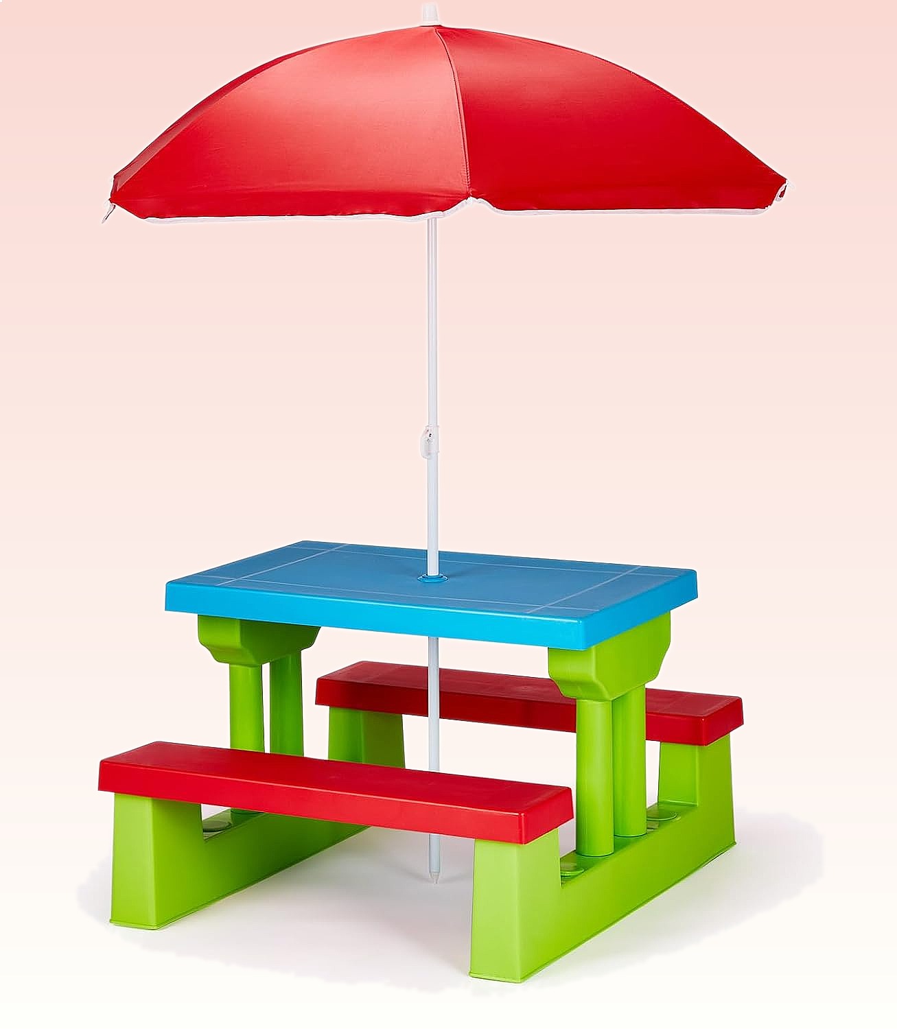 Kids Outdoor Umbrella For Table - JOYMOR Kinder-Picknicktisch mit Sonnenschirm, Plastik-Kleinkindertisch &