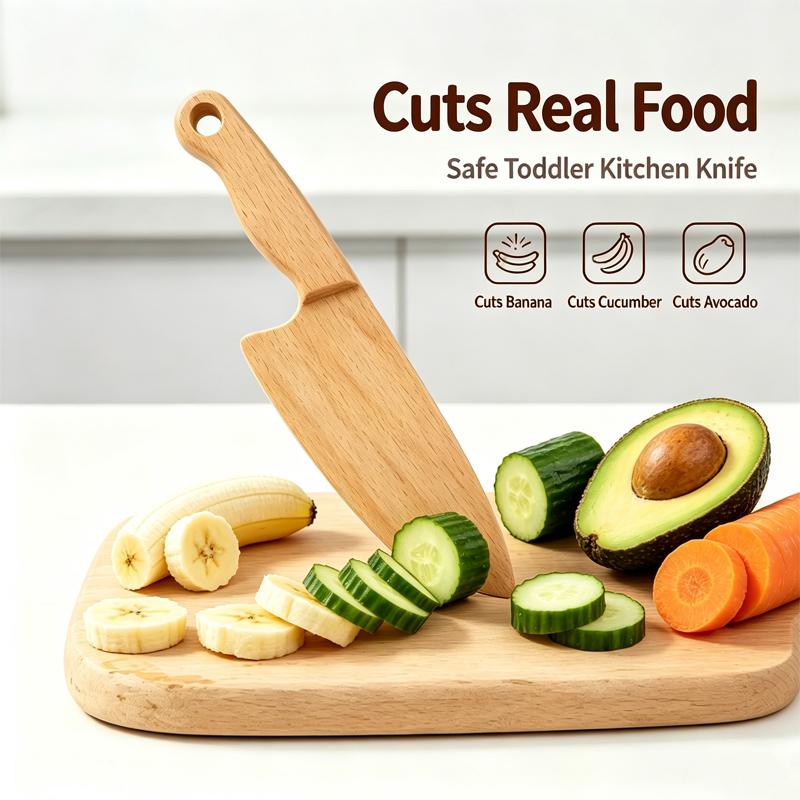 Kids Outdoor Kitchen Accessories - Kindermesser aus Holz zum Kochen, niedlicher