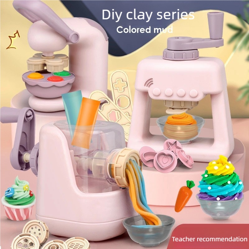 Kids Outdoor Kitchen Accessories - Kleinkinder DIY Ton-Bastelset, Nudel-Eiscreme-Maschine mit 28