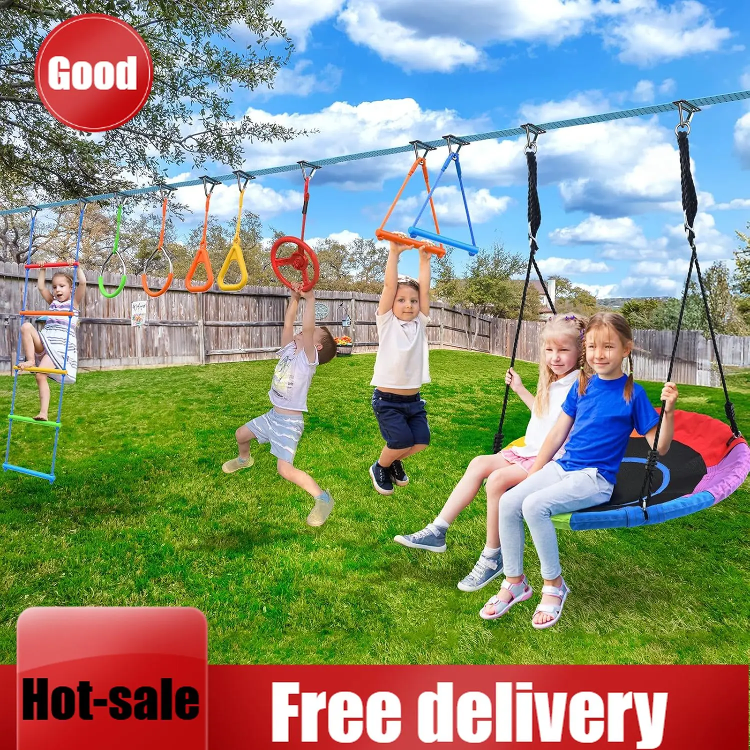 Kids Outdoor Ninja Course - Aktionspreis: Hapfan 50 FT Ninja Warrior