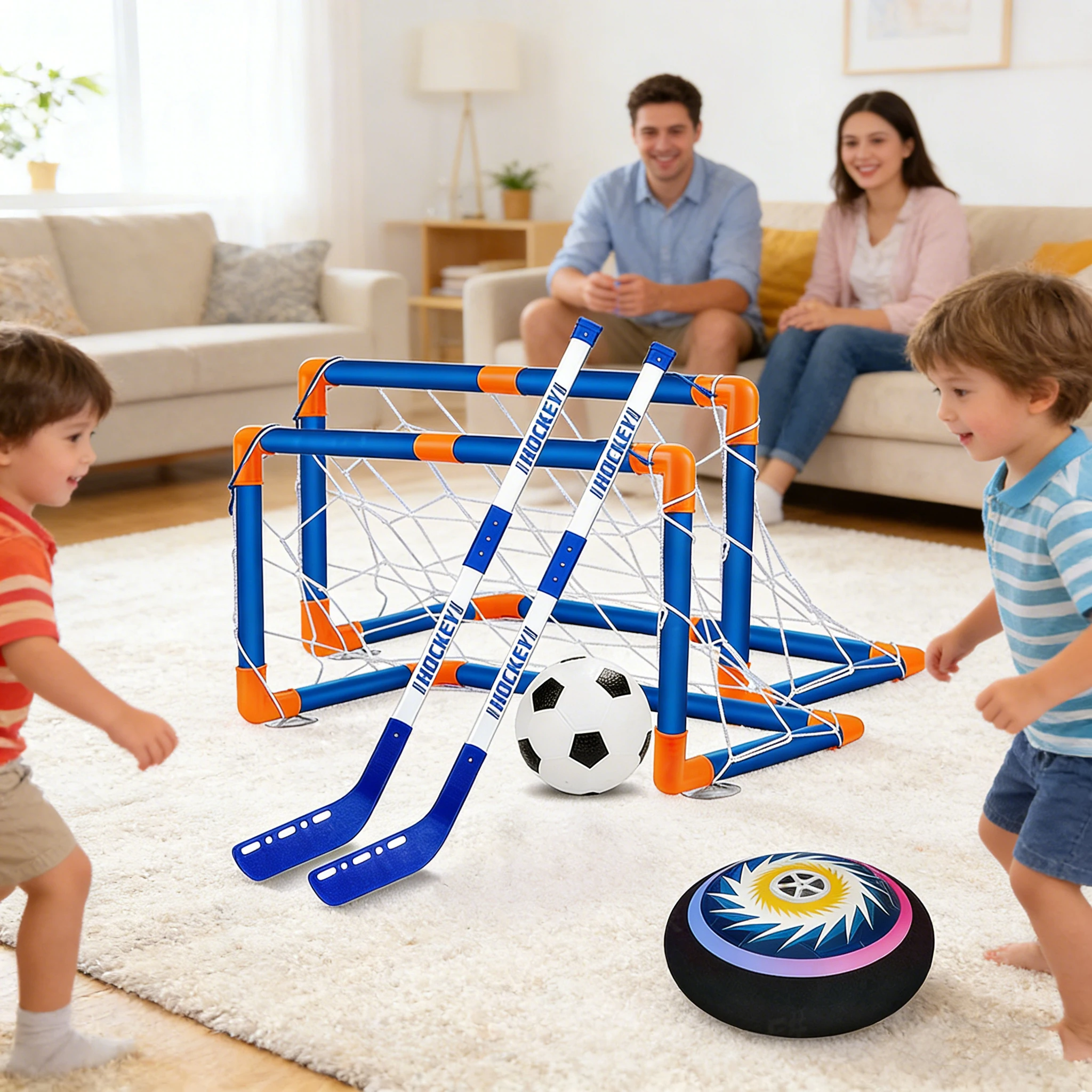 Kids Outdoor Hockey Set - Kinder-Airhockey-Set mit Power-Hover-Fußball, schwebender Fußball mit
