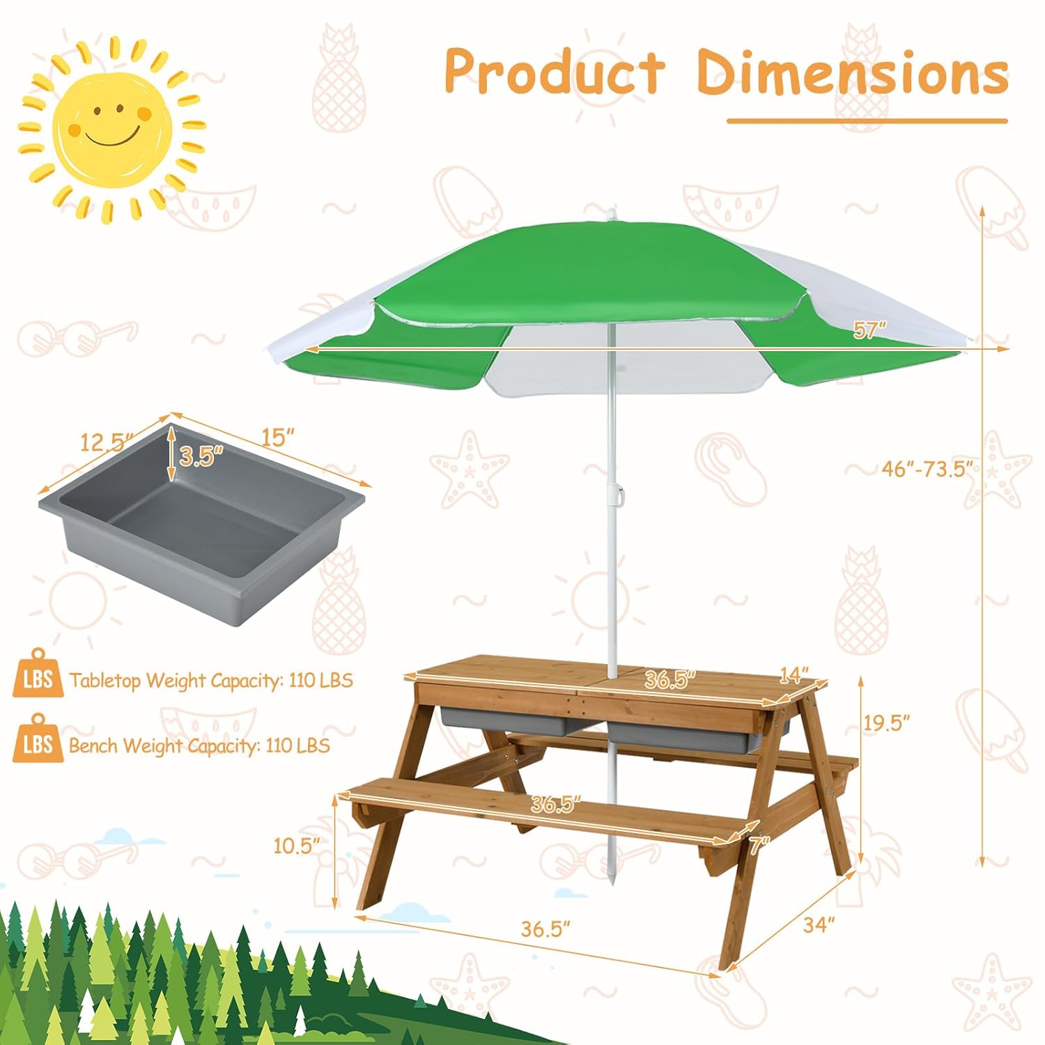 4-in-1 Zedernholz Kinder-Pickn – Kids Outdoor Umbrella For Table Bewertung und Preis