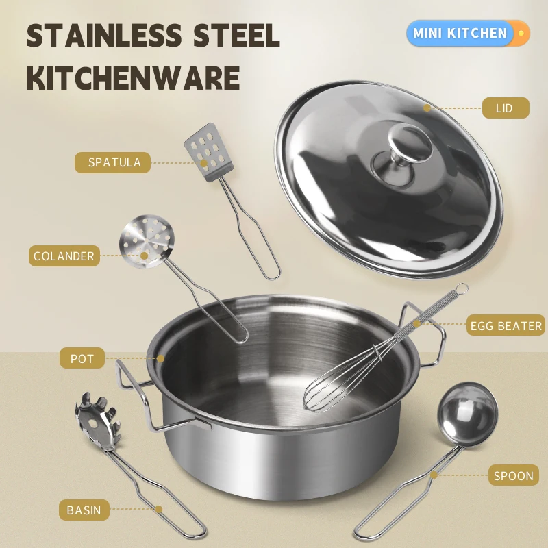 Edelstahl-Kinderküchen-Spielse – Kids Outdoor Kitchen Accessories Bewertung und Preis