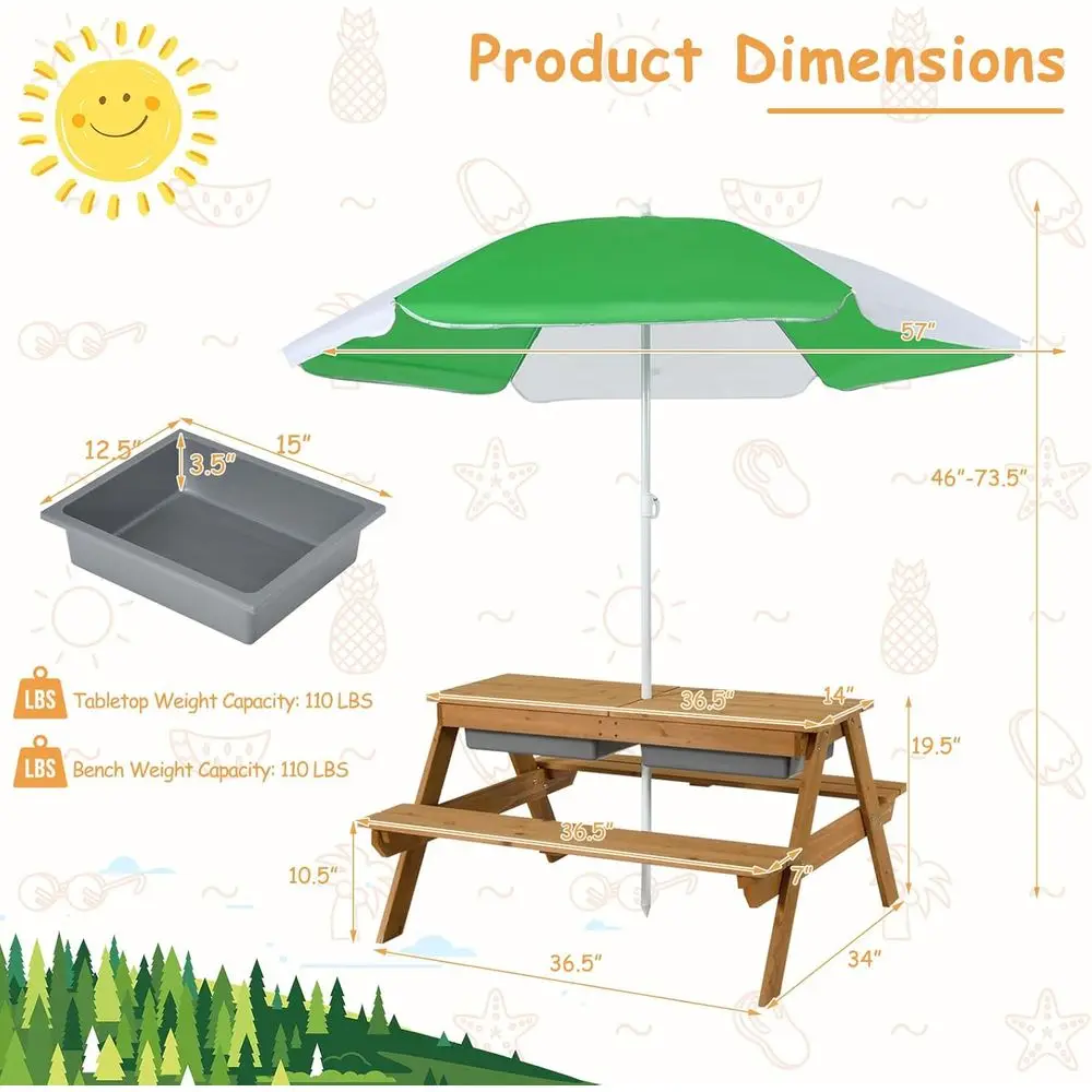 4-in-1 Holz-Sand- und Wasserti – Kids Outdoor Umbrella For Table Bewertung und Preis