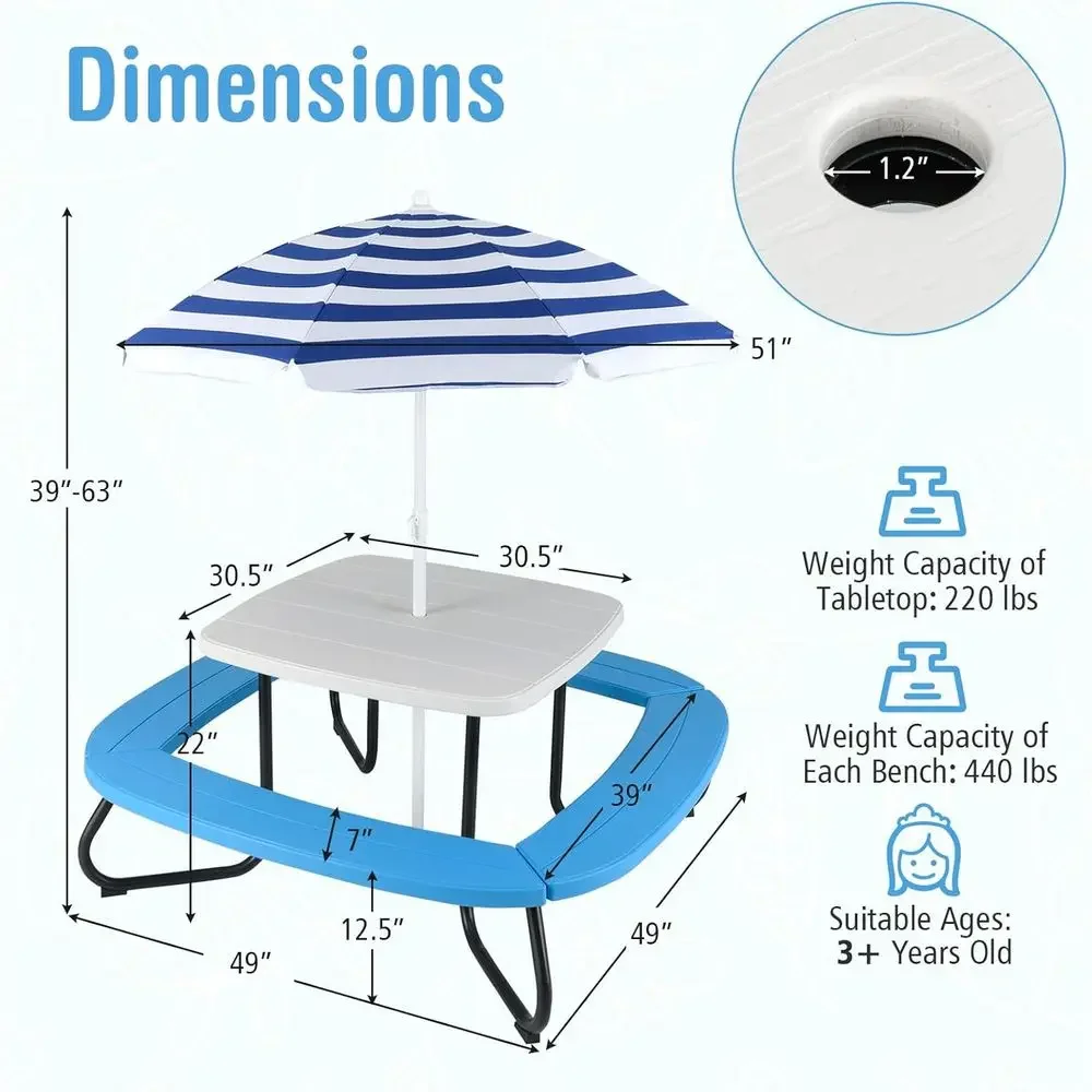 8-Personen Kinder-Picknicktisc – Kids Outdoor Umbrella For Table Bewertung und Preis