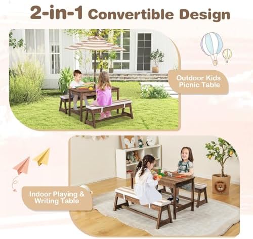 Kinder-Picknicktisch, Outdoor- – Kids Outdoor Umbrella For Table Bewertung und Preis