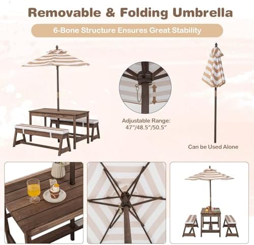 Kinder-Picknicktisch, Outdoor- – Kids Outdoor Umbrella For Table Bewertung und Preis