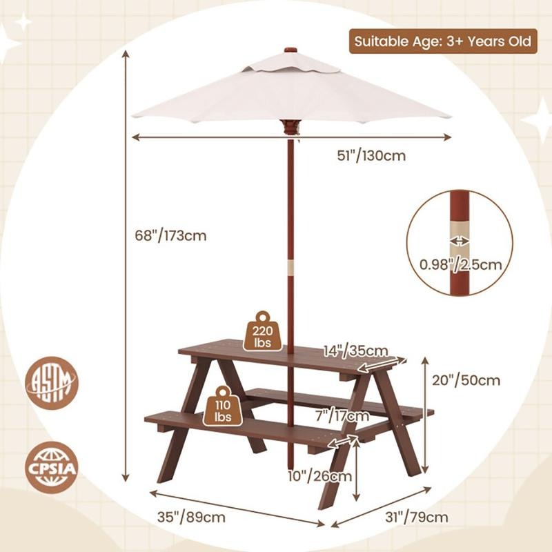 Outdoor 4-Sitzer Kinder-Pickni – Kids Outdoor Umbrella For Table Bewertung und Preis